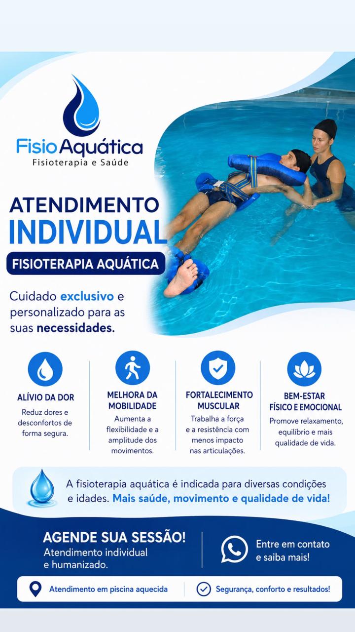 Material da clínica sobre o atendimento individual de fisioterapia aquática