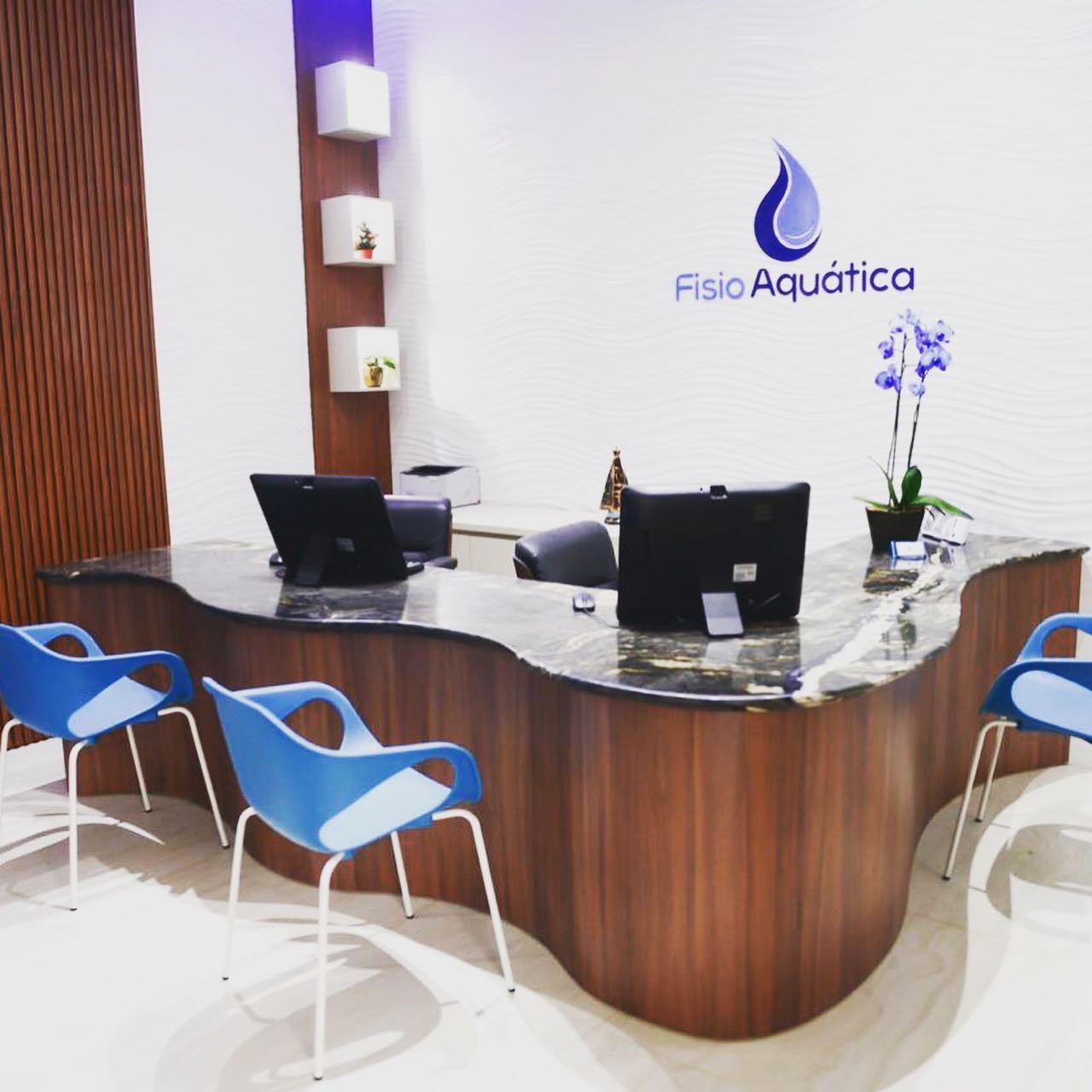 Recepção da Fisio Aquática, onde os atendimentos individuais são agendados